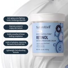 Nature Well clinical rejuvenate tone retinol body bottle ideal for all-over hydration.