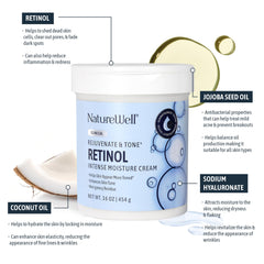 Nature Well clinical rejuvenate tone retinol hands jar showcases concentrated moisture for hands.