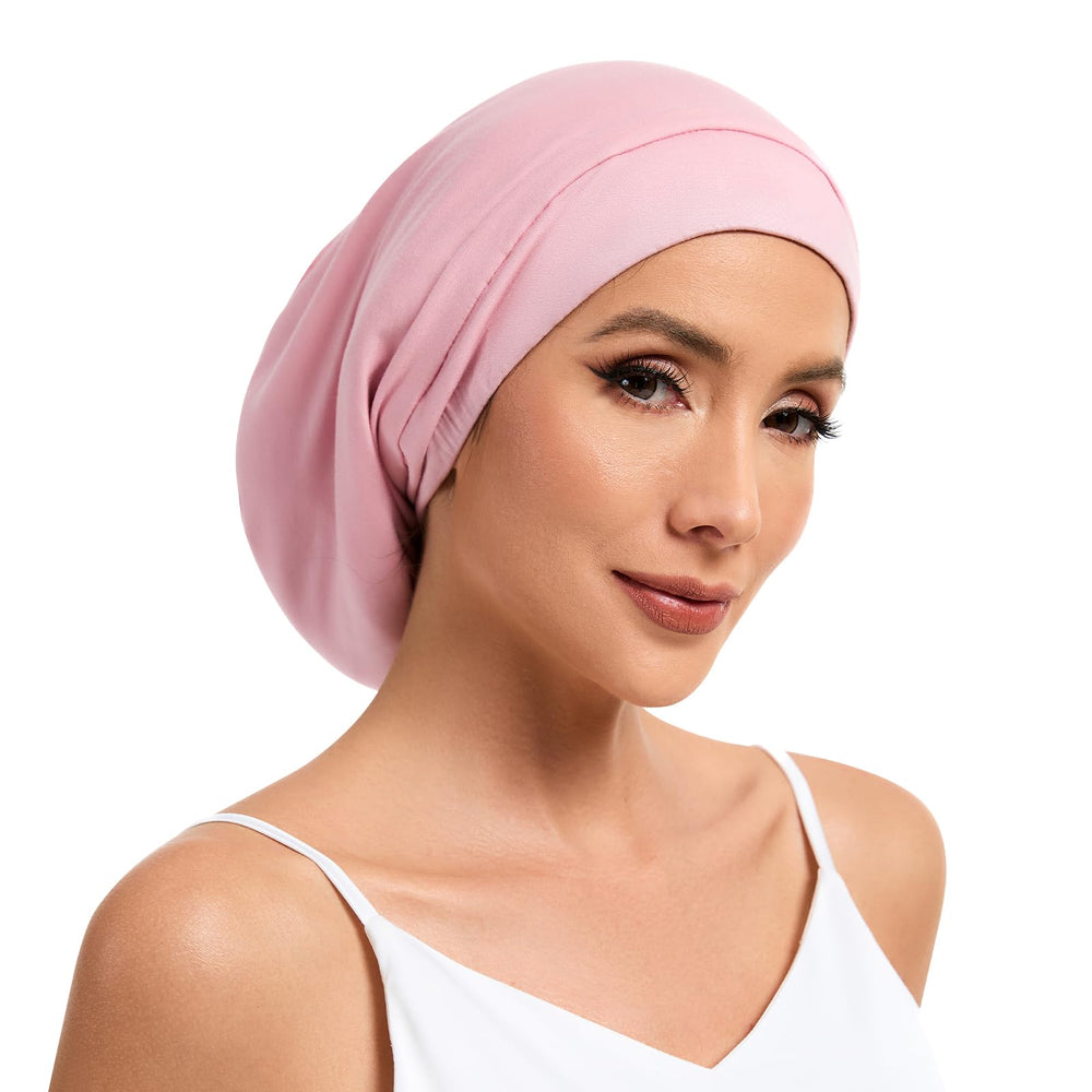 NatureKess bonete seda Mulberry para dormir en rosa, protege el cabello durante la noche.