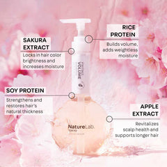 NatureLab.TOKYO Champú de Volumen Perfecto, extracto de manzana cuida el cuero cabelludo y aporta brillo