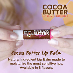Nature's Bees Cocoa Butter Lip Balm Cherry tube adds fruity flavor and softness.