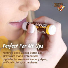 Nature's Bees Cocoa Butter Lip Balm Coconut tube delivers deep hydration.