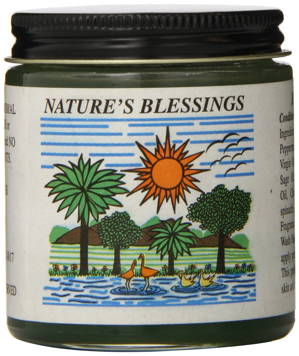Nature's Blessings pomada cabello — botella para uso diario con control flexible.