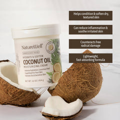 NatureWell crema coco, aplicación en manos para cuidado diario.