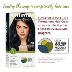 Naturtint 2NB Azul Negro: fórmula sin amoníaco y sin parabenos para cabello suave.