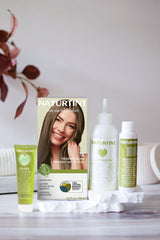 Naturtint 7A, rubio ceniza medio, cobertura de canas de forma natural.