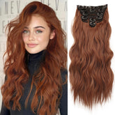 Extensiones Nayoo con broches de 20 pulgadas, rizado cobrizo, añade volumen inmediato.