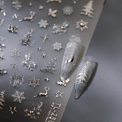 Estampa NBNTGH de uñas Navidad copo de nieve en relieve para un look festivo duradero.