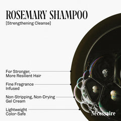 Nécessaire Rosemary Shampoo, espuma suave que limpia sin resecar.