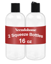 Botellas exprimibles Neendohome de 16 oz con tapas disc negras, ideales para viajar sin derrames.