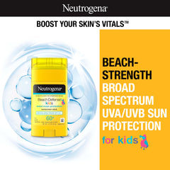 Neutrogena Beach Defense Niños Stick SPF 60, aplicación manos libres para niños activos.