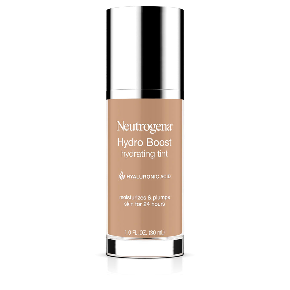 Neutrogena Hydro Boost Tinte Hidratante muestra botella, realza hidratación para piel seca y tono natural.