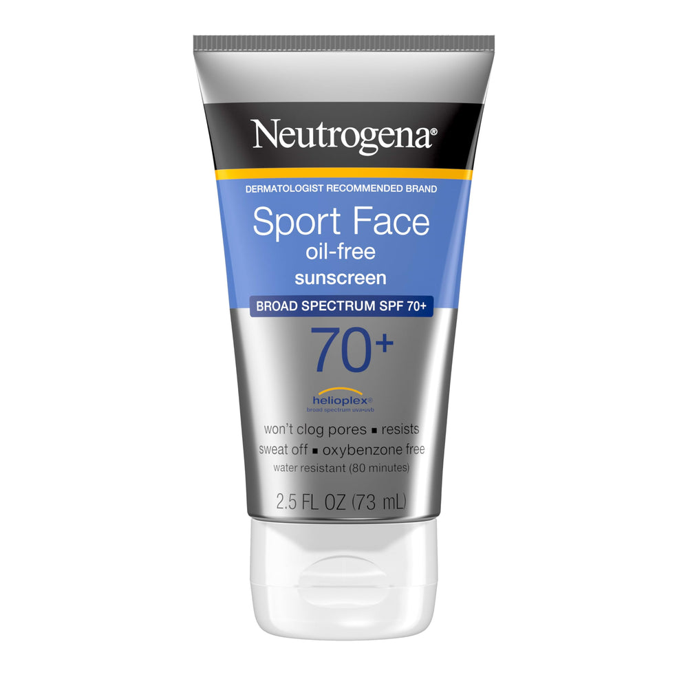 Neutrogena Sport Face SPF 70+ botella 2.5 oz ideal para viajes activos.