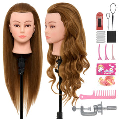 Neverland 28 pulgadas cabeza de maniquí con cabello real, ideal para practicar peinados
