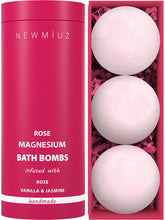 Bomba de baño New Miuz con magnesio rosa vainilla para relajación en casa.