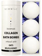 Bomba New Miuz cremosa con colágeno y avena para piel suave al salir de la ducha