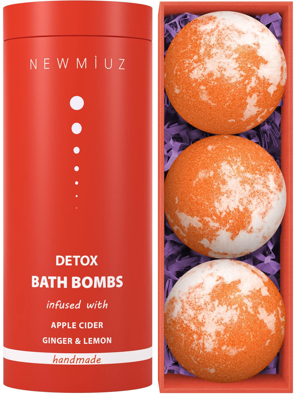 New Miuz bomba detox sidra de manzana iluminando la bañera para piel suave.
