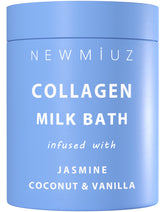 New Miuz crema leche coco con colágeno en frasco, ideal para hidratación de la piel.