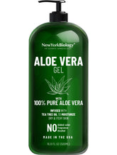 New York Biology Aloe Vera Gel bottle pour for easy, soothing skin application.