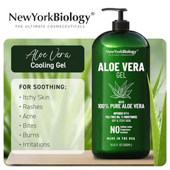 New York Biology Aloe Vera Gel acts as a natural facial moisturizer for daily care.