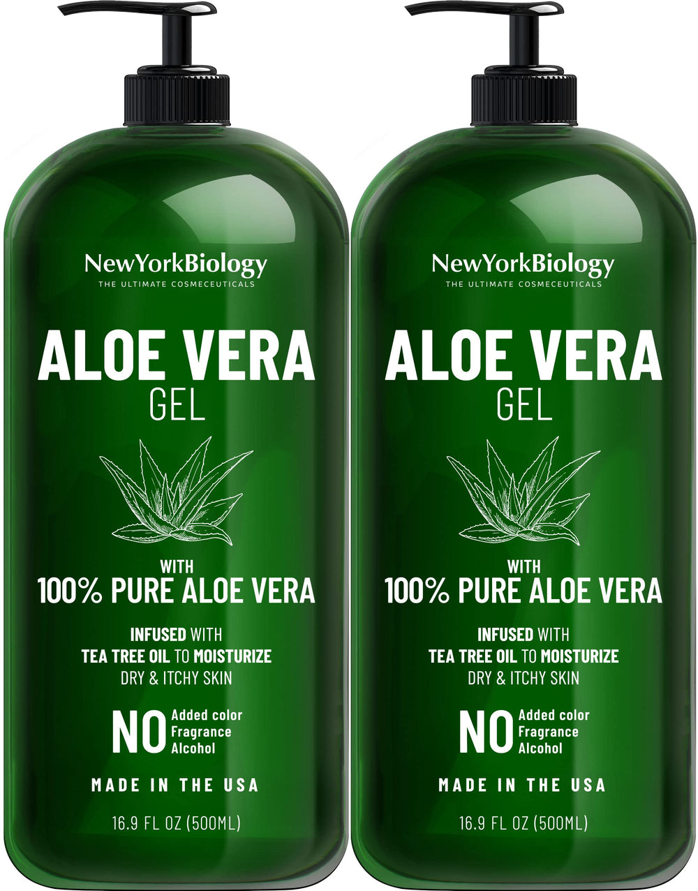 New York Biology Gel de Aloe Vera para rostro, hidratación suave para piel sensible.