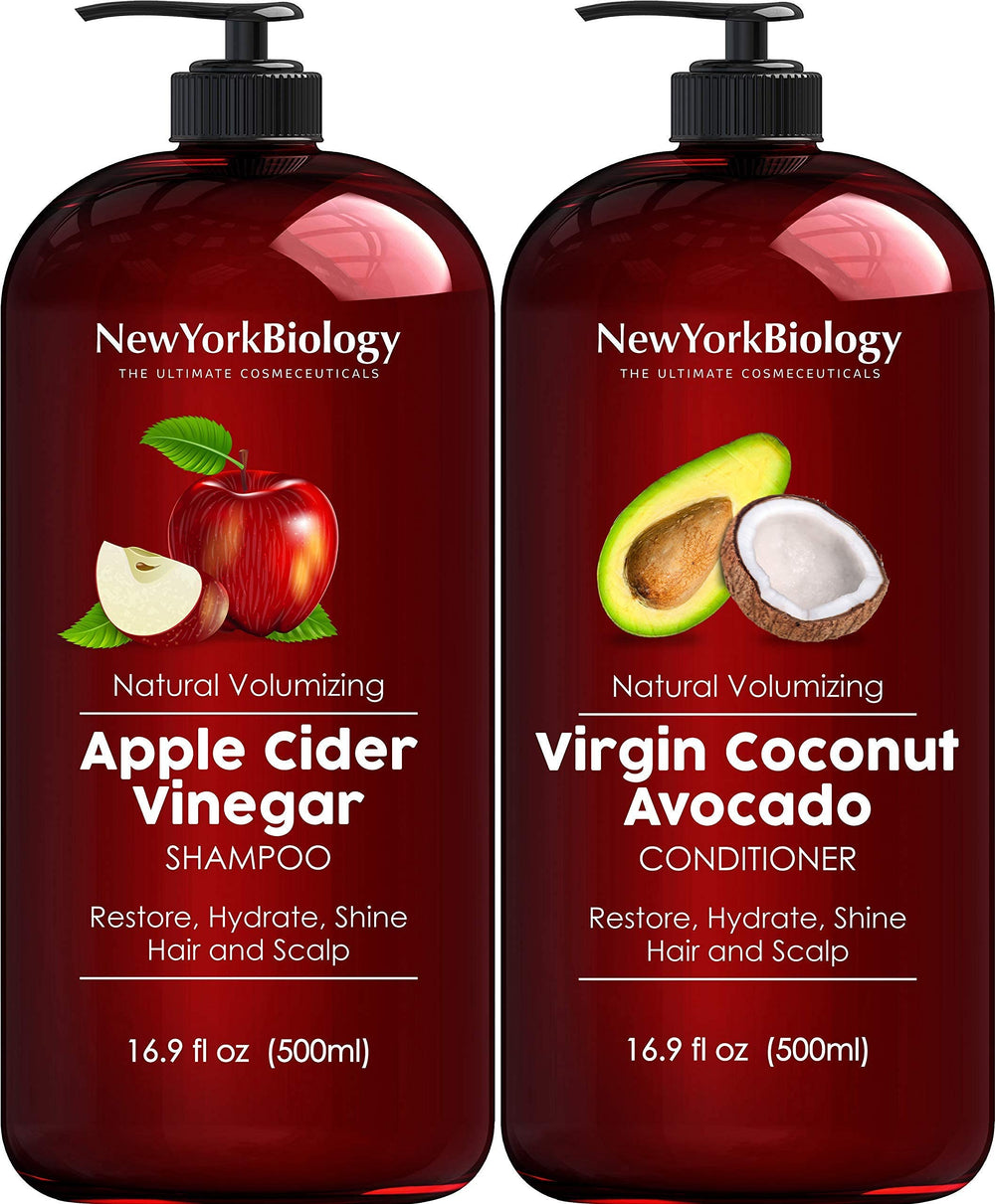 NEW YORK BIOLOGY Champú vinagre de manzana, frasco vertido para limpieza del cuero cabelludo.