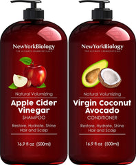 NEW YORK BIOLOGY Champú vinagre de manzana, frasco vertido para limpieza del cuero cabelludo.