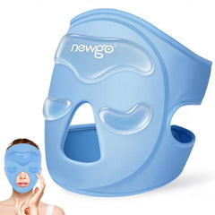 NEWGO mascarilla fría para cara con almohadilla frontal, ayuda a aliviar la tensión facial.