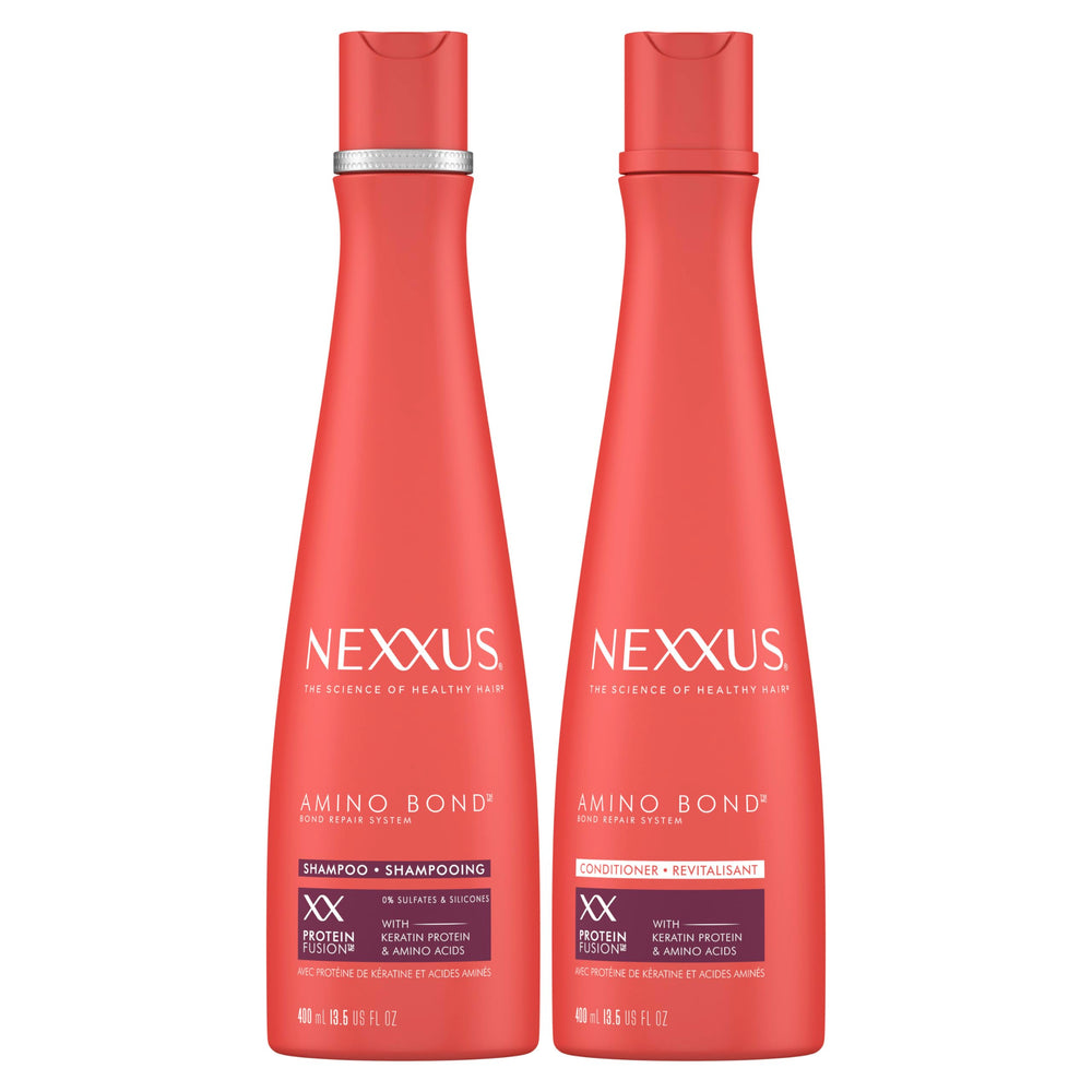 Nexxus Amino Bond champú en botella, limpieza profunda y fortalecimiento.