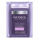 Nexxus Defy antifrizz, hoja en empaque para control rápido del frizz