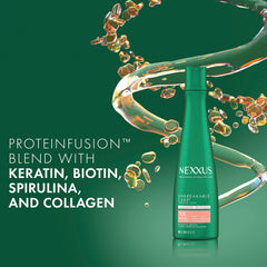 Nexxus Unbreakable Care ofrece proteína fusionada para fortalecimiento de las hebras.