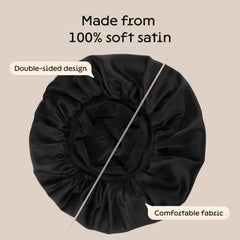 Niagara bonete negro 36 cm, elastico ajustable para uso nocturno seguro.