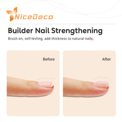 Nicedeco: base de gel de goma en aplicación para uñas fortalecidas.