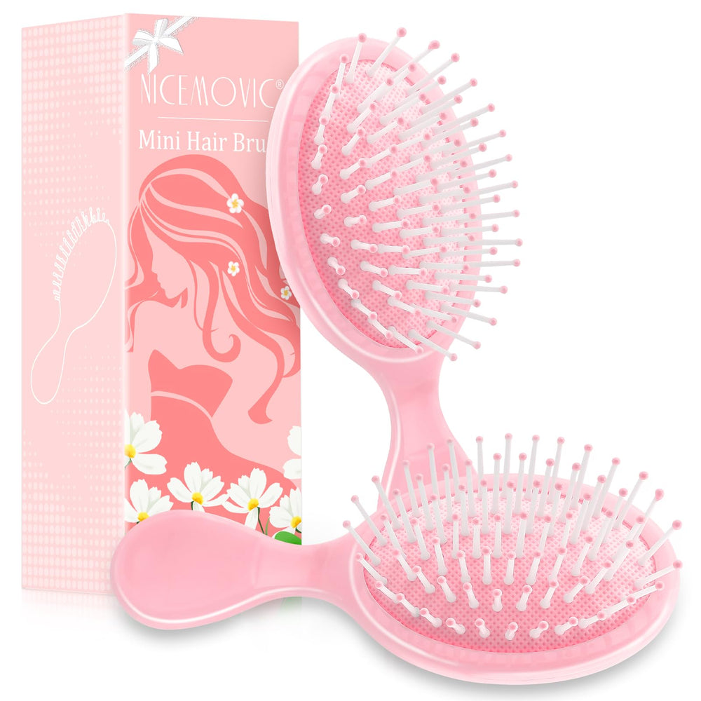 NICEMOVIC cepillo mini mojado rosa frente, fácil de llevar en bolso