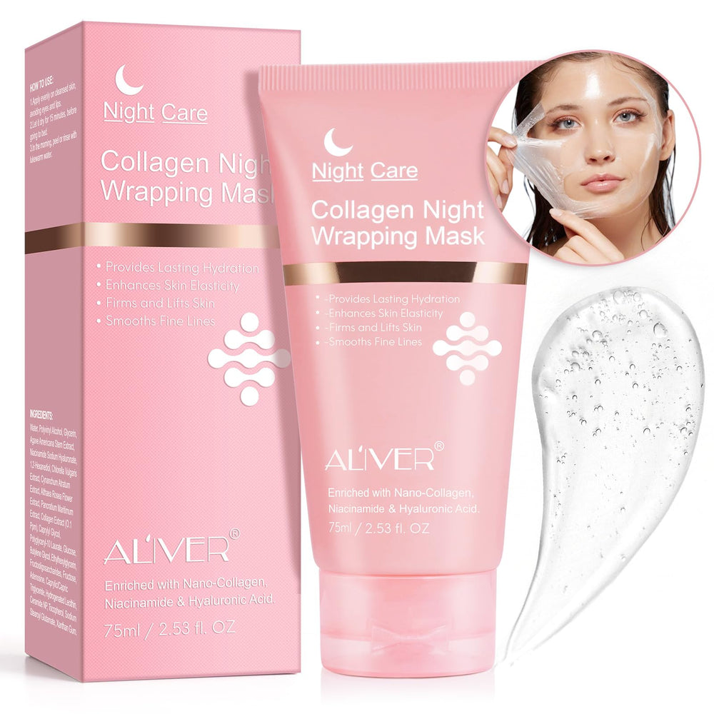 NIFEISHI mascarilla nocturna de colágeno envuelta para mayor firmeza al despertar.