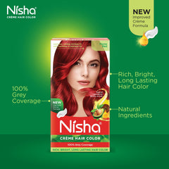 Nisha Creme Color Rojo Fuego: color de larga duración frente al desgaste
