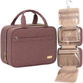 NISHEL bolso de aseo de viaje colgante en tono rosa caoba, ideal para acceso rápido.