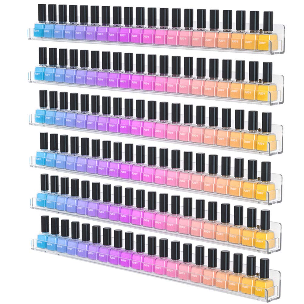 NIUBEE estante acrílico para esmaltes en pared, exhibe colores con claridad, práctico y seguro.