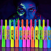NIUEFH pintura neon para rostro con brillo UV, ideal para fiestas.