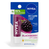 NIVEA Blackberry Lip Care barrita: hidratación y color suave para labios.