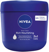 NIVEA crema corporal Nutritiva con aceite de almendra, frente de bote, para hidratación diaria.
