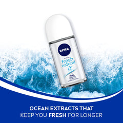 NIVEA Fresh Natural Roll-On, fragancia fresca sensación limpia durante el día.