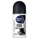 NIVEA MEN desodorante invisible en formato rodillo de 50 ml para negro y blanco, protección 48h.