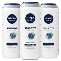 Gel de ducha NIVEA MEN Sensitive en botella, limpieza suave para piel sensible