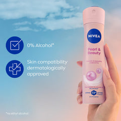 Textura fina de NIVEA Pearl Beauty Spray en la mano