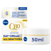 NIVEA Q10 Plus crema día SPF30 en bote, hidratación diaria y protección.