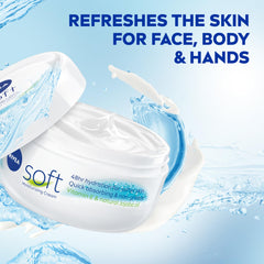 NIVEA Soft ofrece hidratación de 48 horas para piel nutrida.