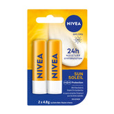 NIVEA Balsamo labial SPF30 dúo en empaque compacto para protección solar