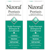 Nizoral psoriasis shampoo muestra la botella, alivio potencial del picor e irritación.