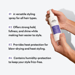 No nothing Very Sensitive Styling Mist aplicación en cabello húmedo para volumen y control del frizz.